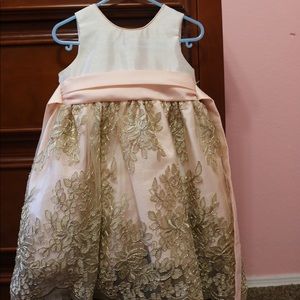 Jayne Copeland Girls’ 2T Dress Pink/Gold/Cream